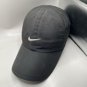 NIKE Drifit Hat Black Lightweight Running Golf Tennis Adult Adjustable Strapback